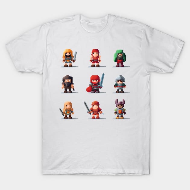 Pixel art video game characters T-Shirt by ElusiveArt